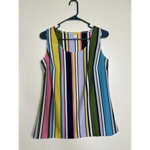 Vintage Beeline Sleeveless Shirt Stripes 70s Mod Size Medium Lightweight